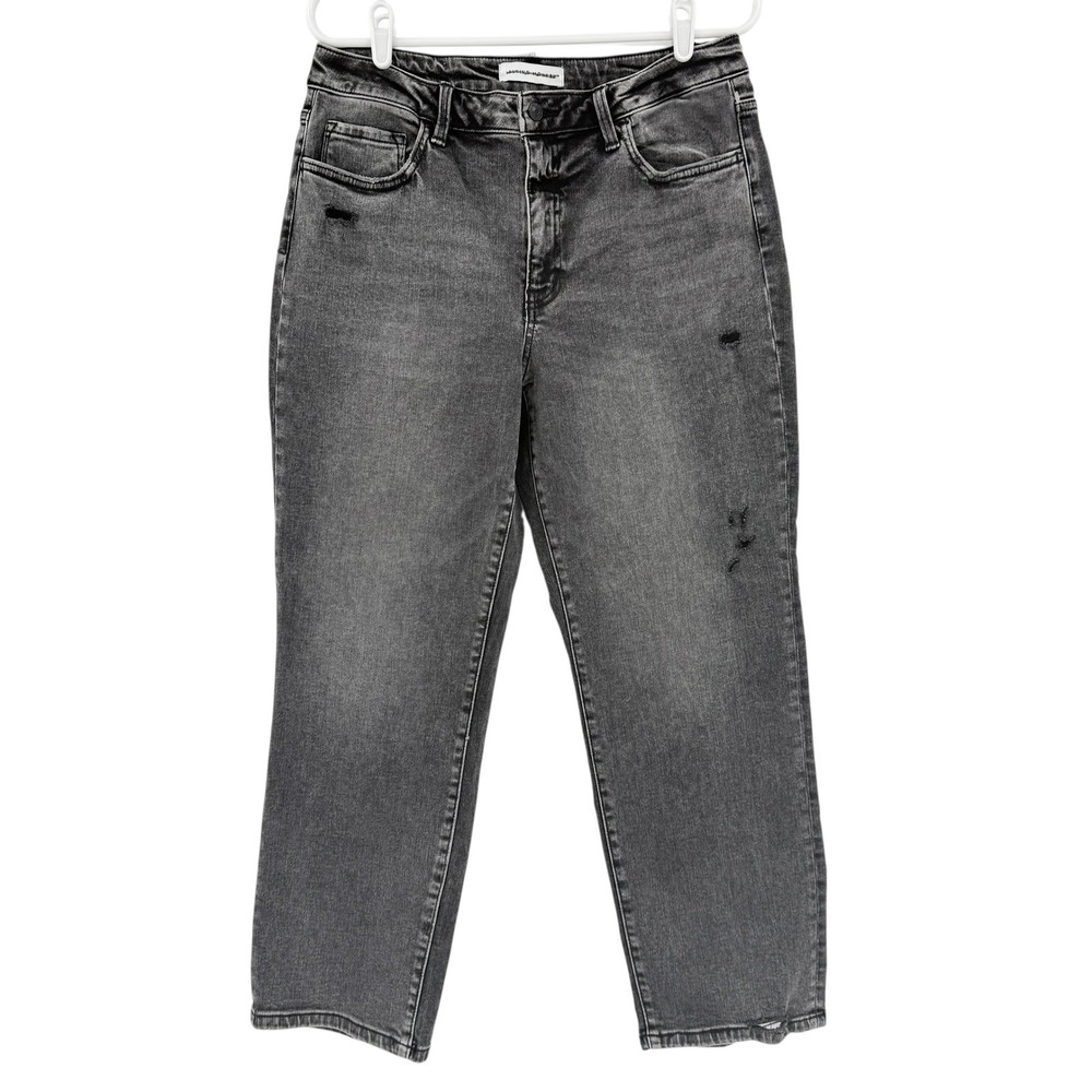 Flying Monkey Womens Stretch Distressed Jeans 32x28 Black High Rise Straight Leg